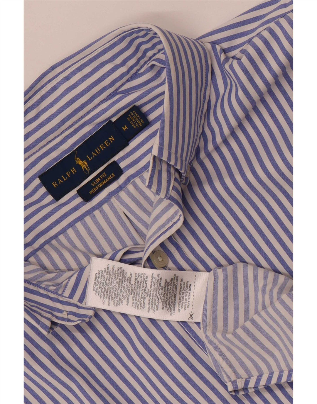 Ralph Lauren Slim-Fit-Hemd für Herren aus mittelblauem Nadelstreifen-Nylon