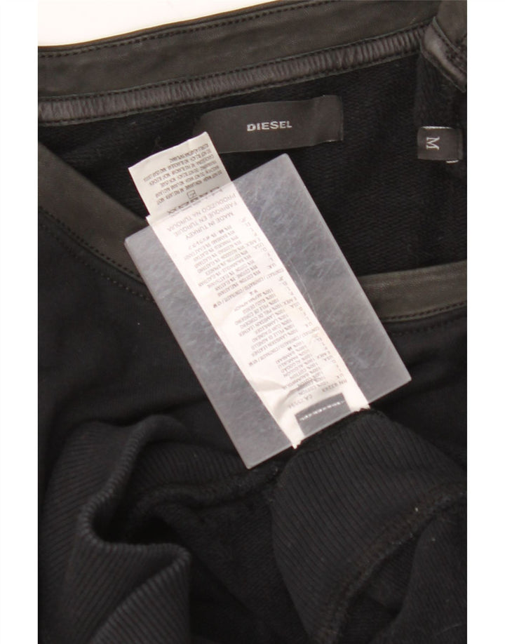 DIESEL Damen Pulloverkleid UK 12 Mittelschwarze Colourblock-Baumwolle