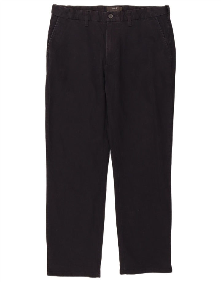 Marks & Spencer Herren-Chinohose, normal, W34, L29, Schwarz, Baumwolle