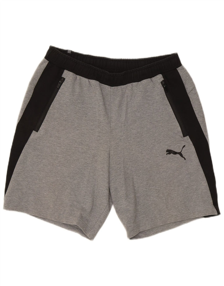 Puma Herren-Sportshorts, groß, graue Colourblock-Baumwolle