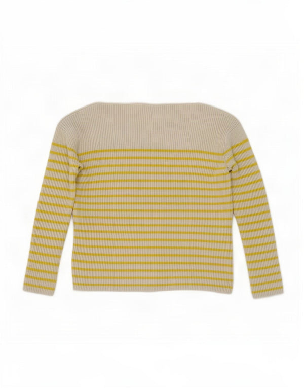 Gap Damen-Pullover mit U-Boot-Ausschnitt, Gr. 10, klein, gelb gestreift