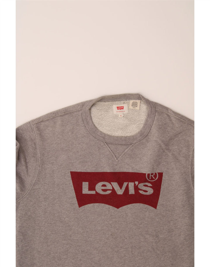 LEVI'S Mens Graphic Sweatshirt Jumper Small Grey Cotton Vintage Levi's and Second-Hand Levi's from Messina Hembry 