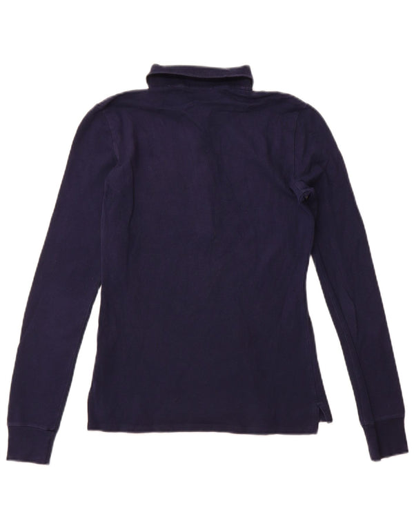 Polo Ralph Lauren Damen Langarm-Poloshirt UK 10 Small Marineblau