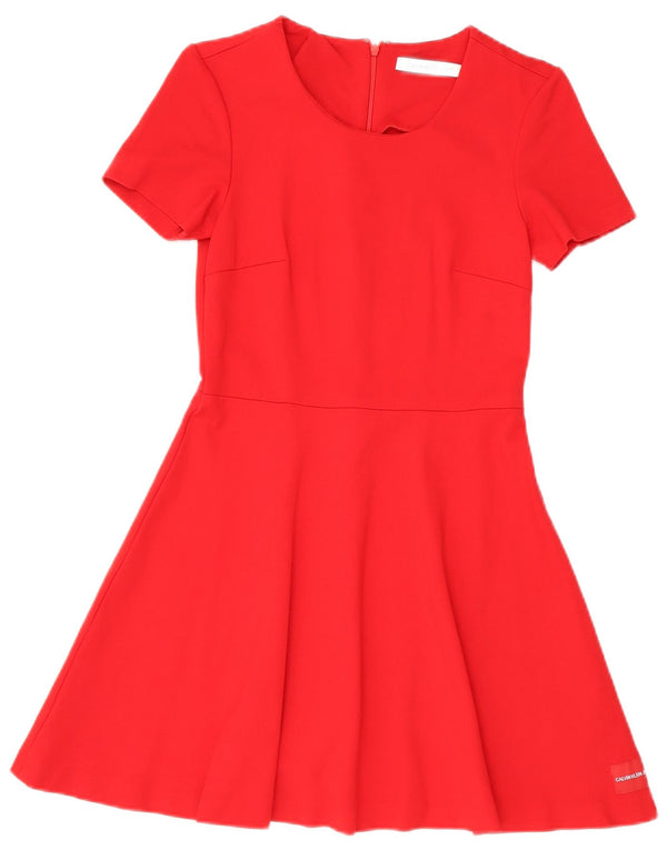 Calvin Klein Jeans Damen A-Linien-Kleid UK 4 XS Rote Viskose