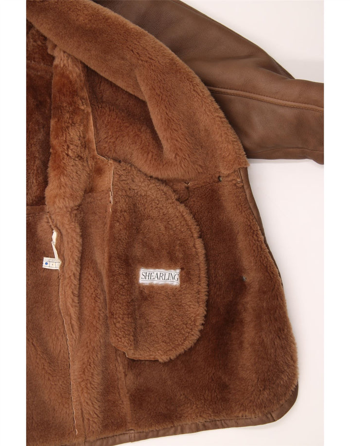 BELFE Womens Shearling Coat UK 14 Large Brown Shearling Vintage Belfe and Second-Hand Belfe from Messina Hembry 