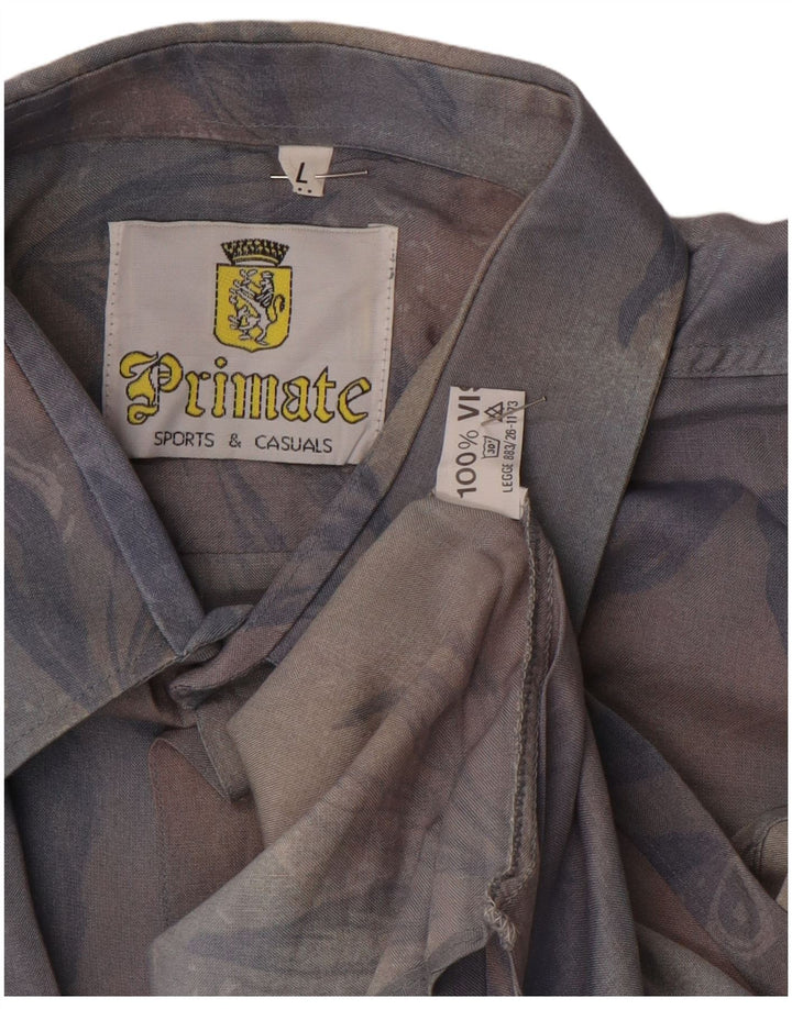 VINTAGE Herrenhemd, groß, mehrfarbig, Blumenmuster, Viskose