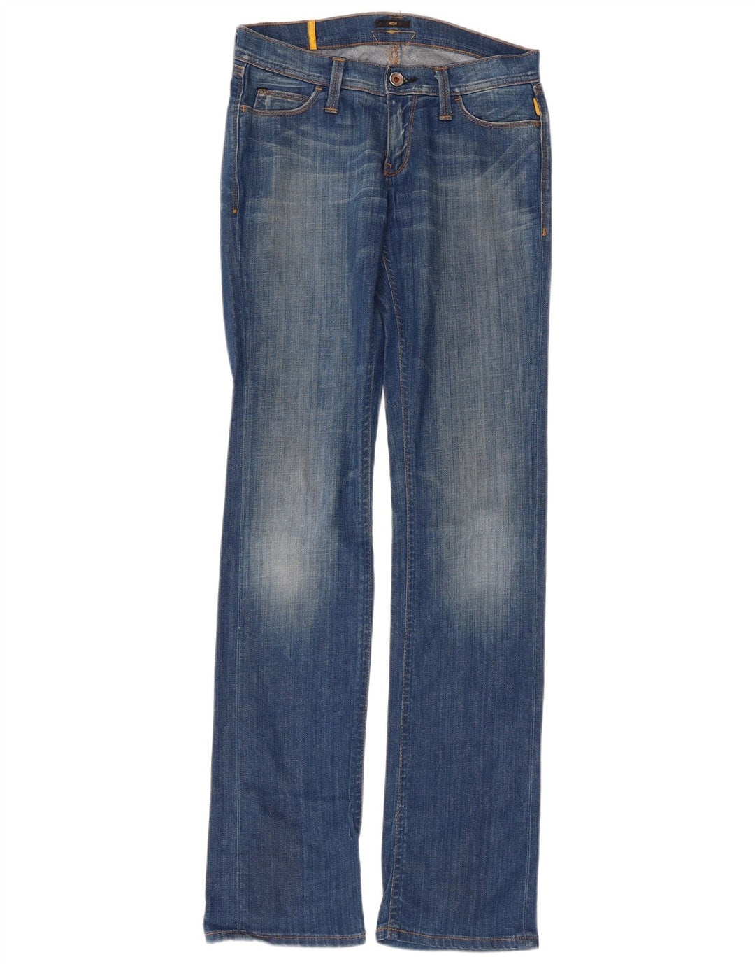 MELTIN' POT Damen Mesh Straight Jeans W26 L34 Blaue Baumwolle