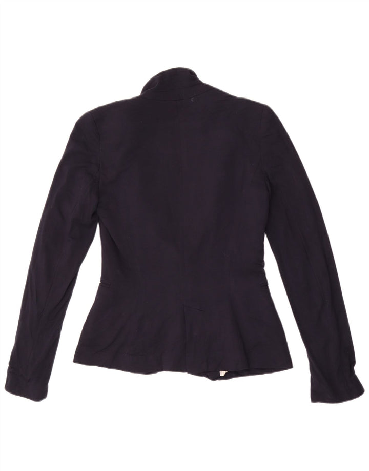 ZARA Damen 1-Knopf-Blazerjacke UK 6 XS Marineblaue Viskose