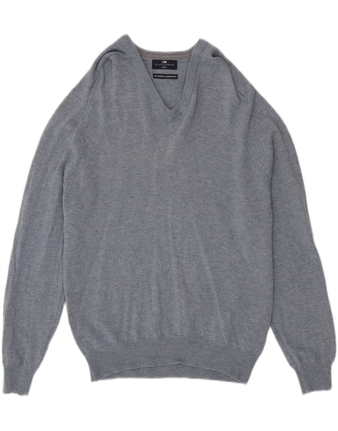 Marks & Spencer Herren Blue Harbour Pullover mit V-Ausschnitt Mittelblau
