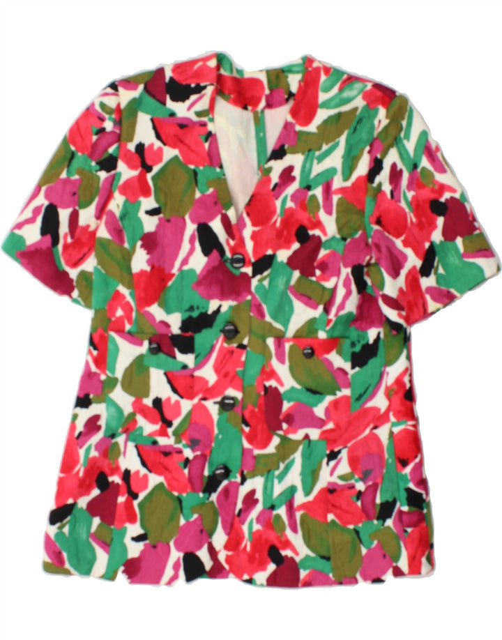 VINTAGE Womens Short Sleeve Blazer Jacket UK 12 Medium Multicoloured Vintage Vintage and Second-Hand Vintage from Messina Hembry 