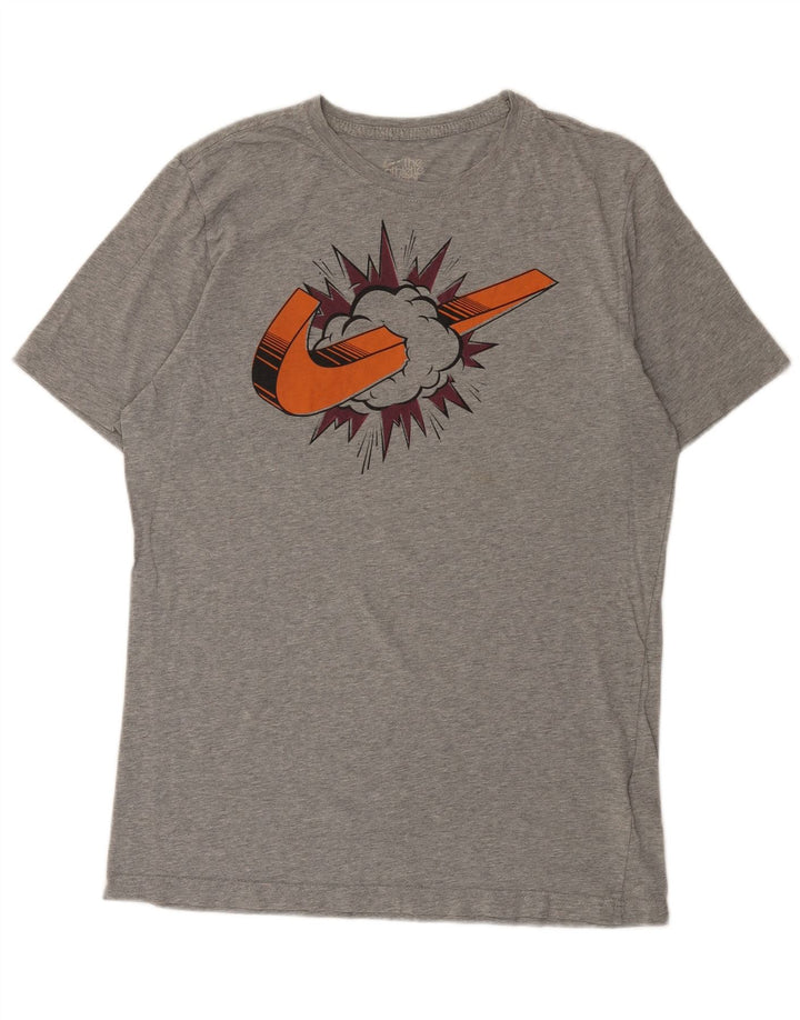 Nike Herren-T-Shirt mit normaler Passform, Grafik, groß, grau gefleckte Baumwolle