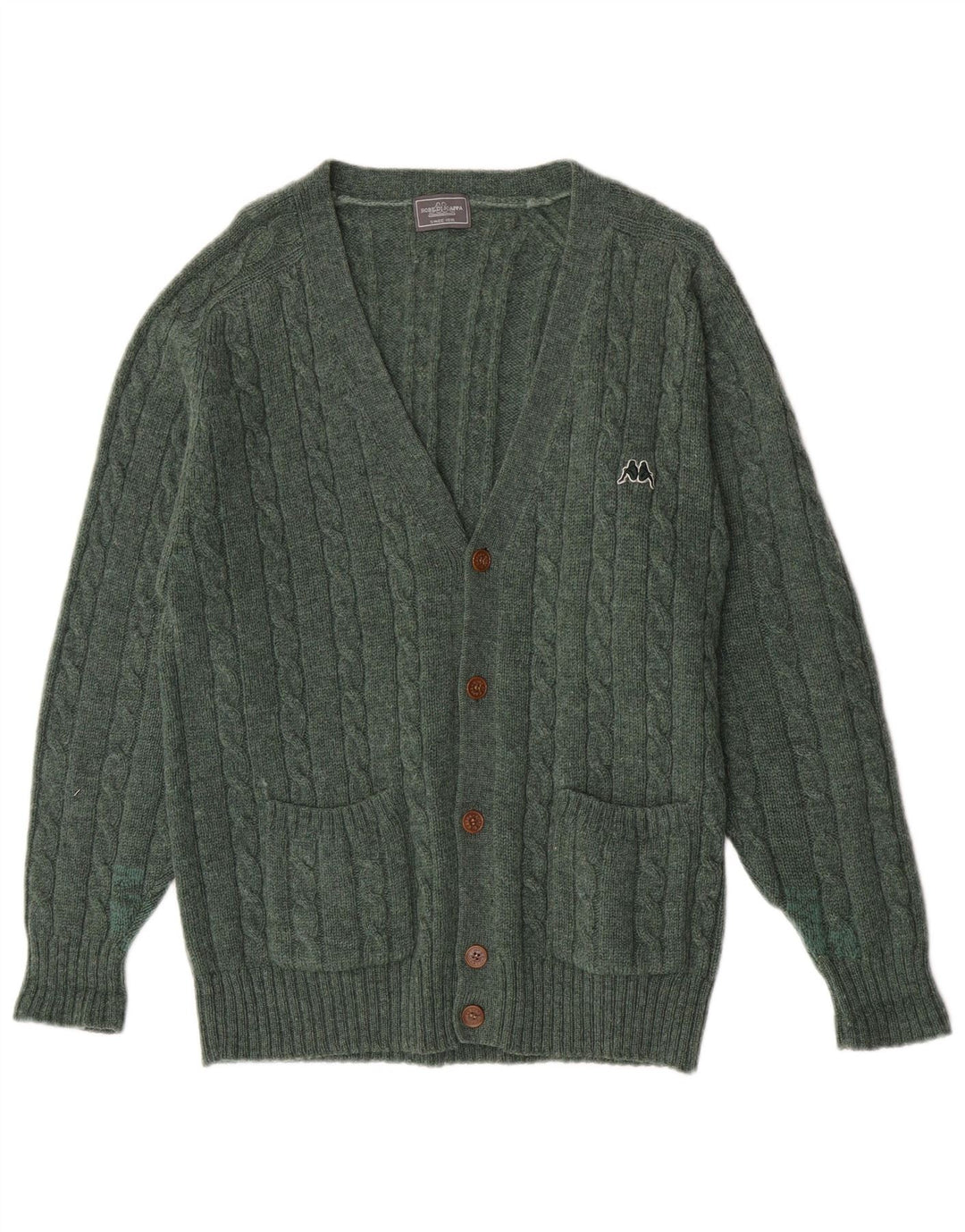 Kappa Herren Cardigan Pullover Mittelgrüne Schurwolle