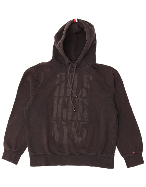 Tommy Hilfiger Damen-Pullover mit grafischem Kapuzenpullover, Gr. 16, Größe L, Schwarz, Baumwolle