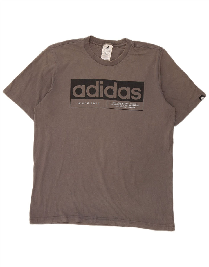 Adidas Herren Grafik-T-Shirt aus mittelgrauer Baumwolle