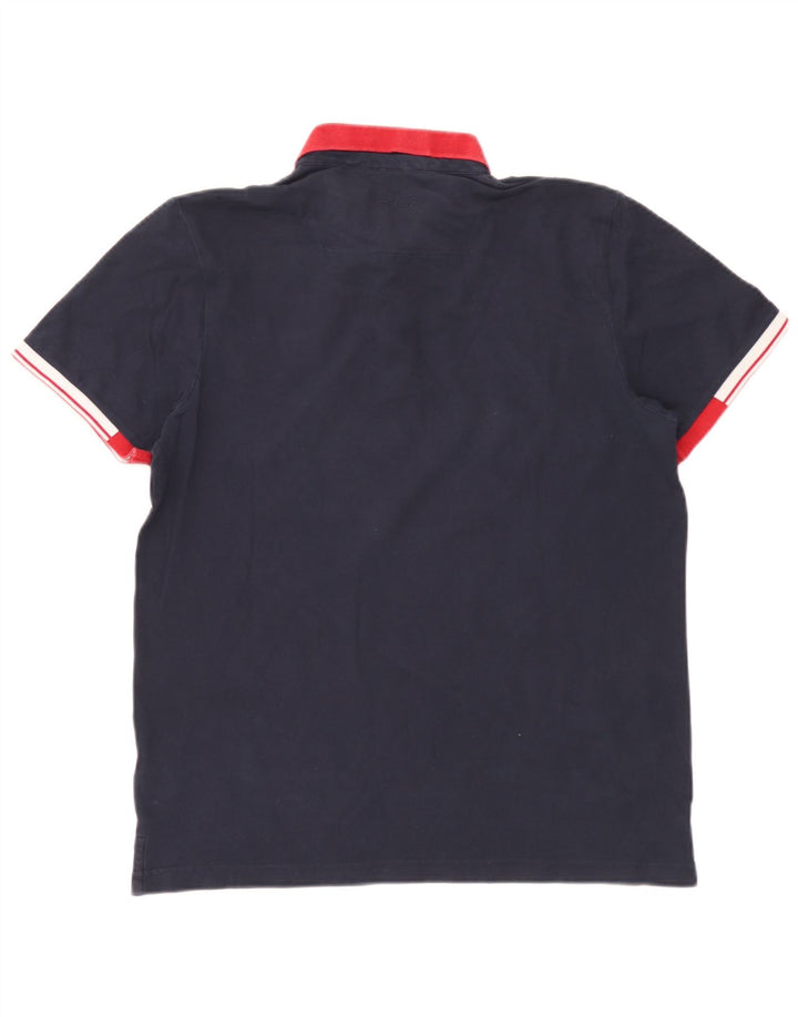 Fila Herren-Poloshirt, groß, marineblau, Colourblock-Baumwolle