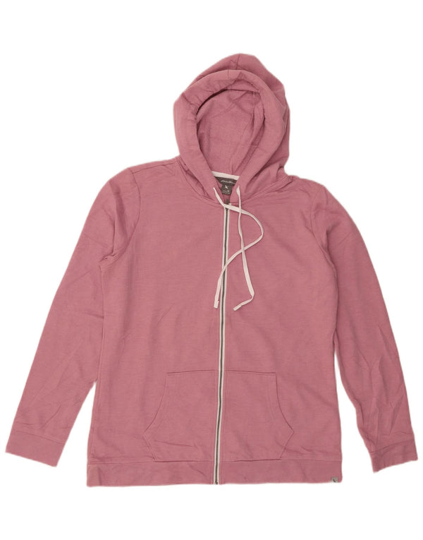 Eddie Bauer Damen Zip Hoodie Pullover UK 14 Mittelrosa Baumwolle