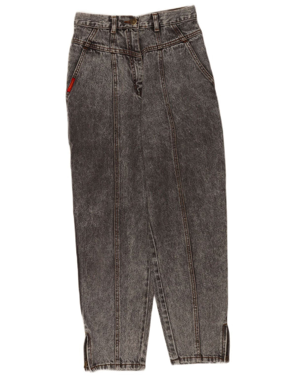 Vintage Damen High Waist Tapered Jeans EU 36 Small W26 L26 Grau