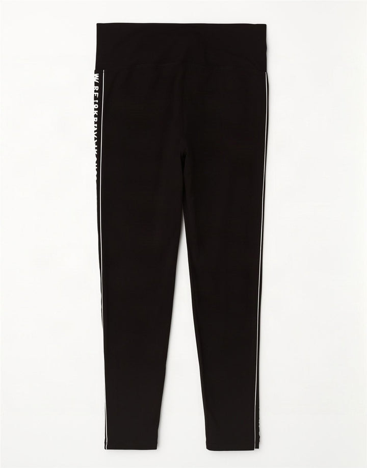 Dkny Womens Graphic Leggings UK 14 Mittelschwarze Baumwolle