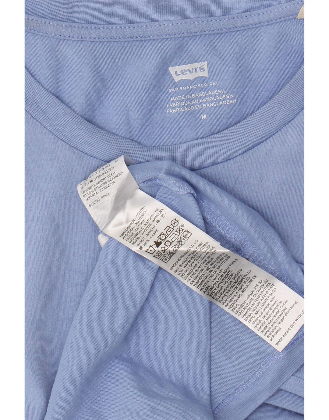 Levi's Womens Graphic T-Shirt Top UK 12 Mittelblaue Baumwolle