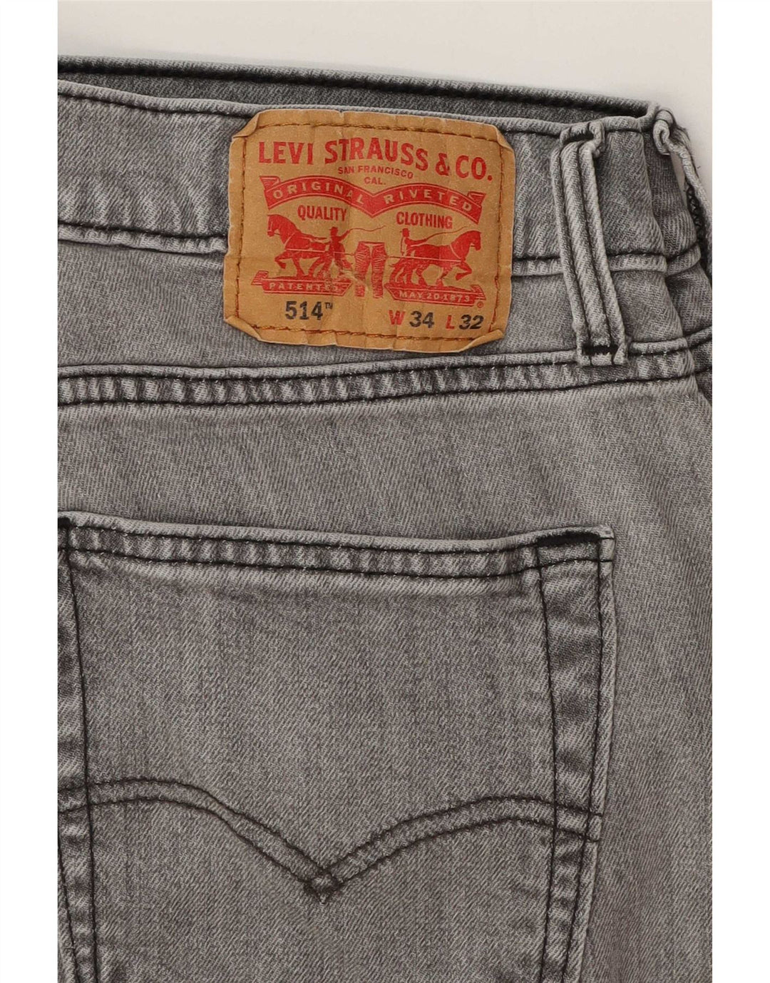 Levi's Herren 514 Straight Jeans W34 L32 Graue Baumwolle