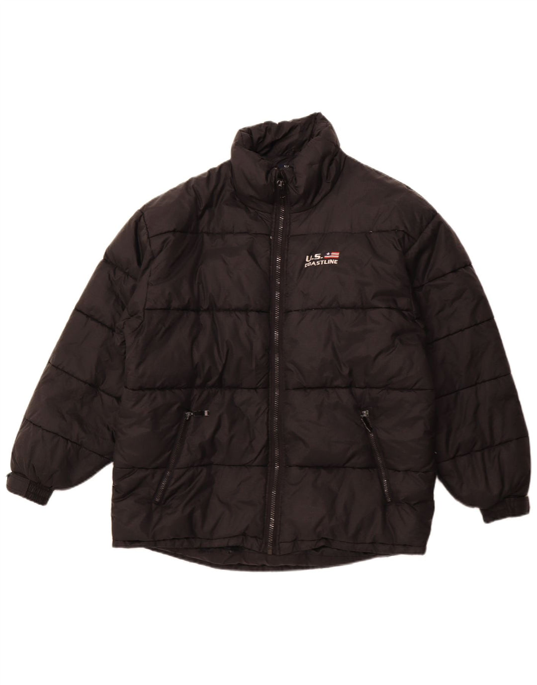 Vintage Herren Wattierte Jacke UK 42 XL Schwarz Polyester