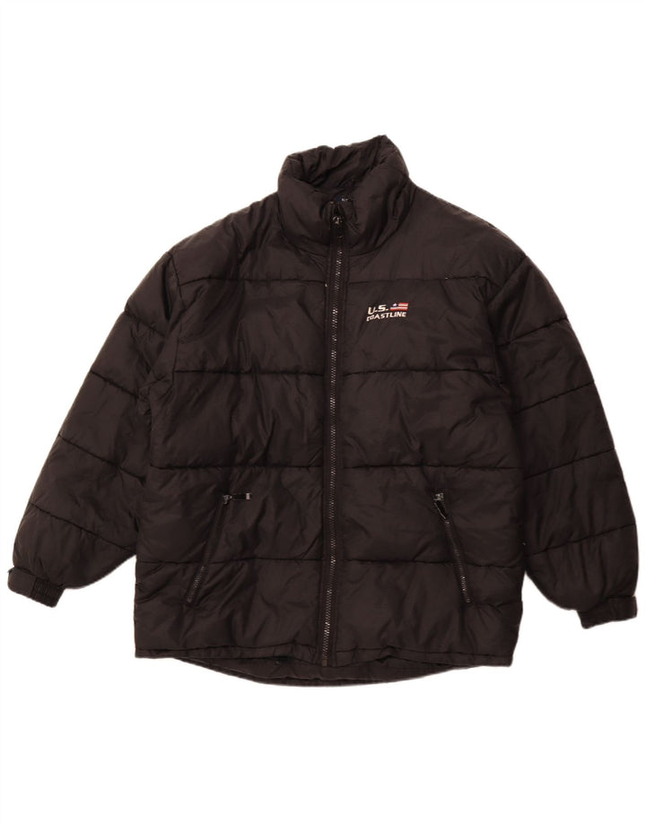 Vintage Herren Wattierte Jacke UK 42 XL Schwarz Polyester