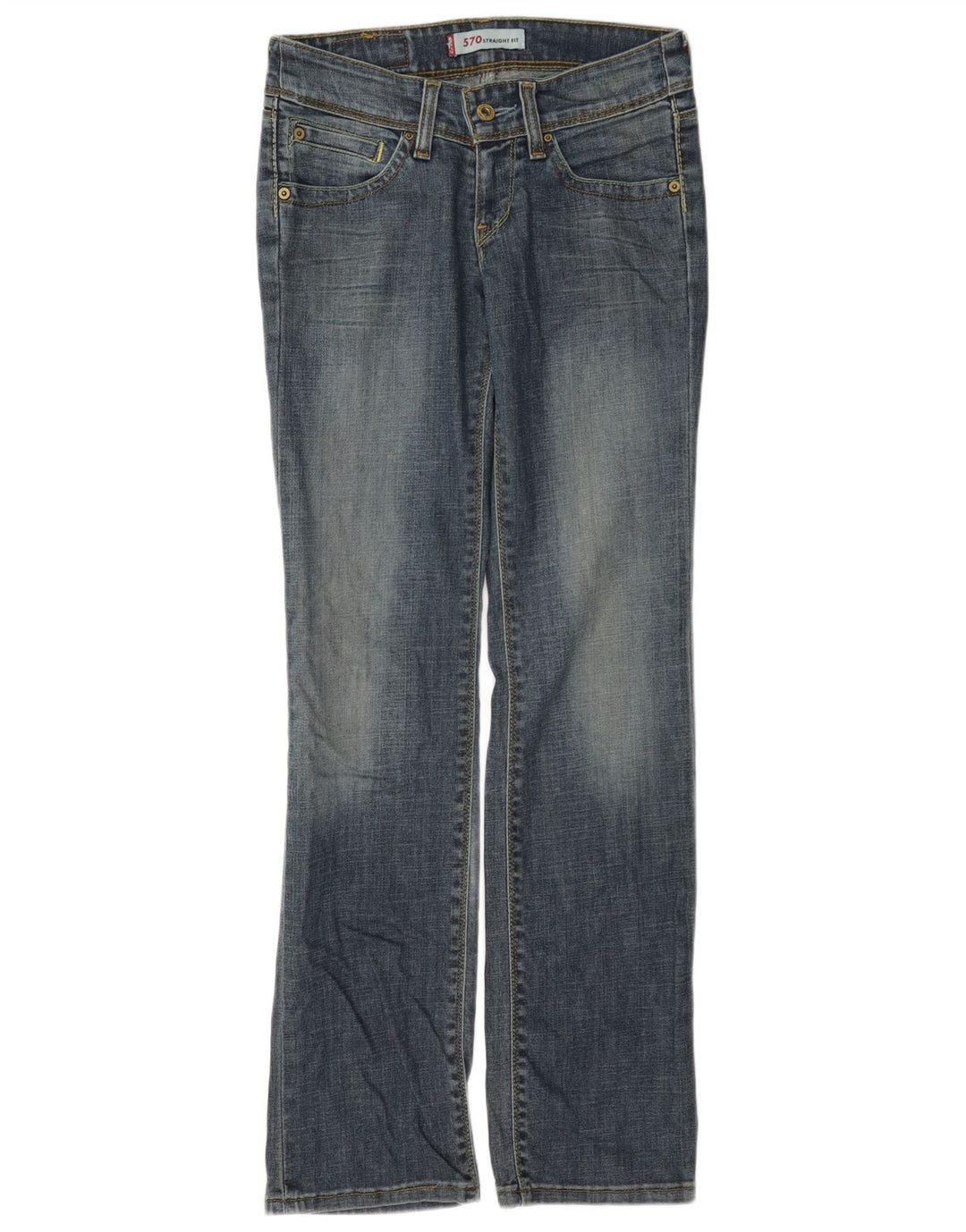 Levi's Damen 570 Straight Jeans W28 L32 Blaue Baumwolle