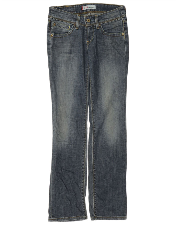 Levi's Damen 570 Straight Jeans W28 L32 Blaue Baumwolle