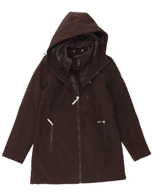 CALVIN KLEIN Damen Windjacke mit Kapuze UK 14 Mittelschwarzes Polyester