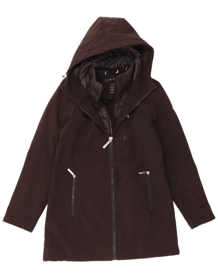 CALVIN KLEIN Damen Windjacke mit Kapuze UK 14 Mittelschwarzes Polyester