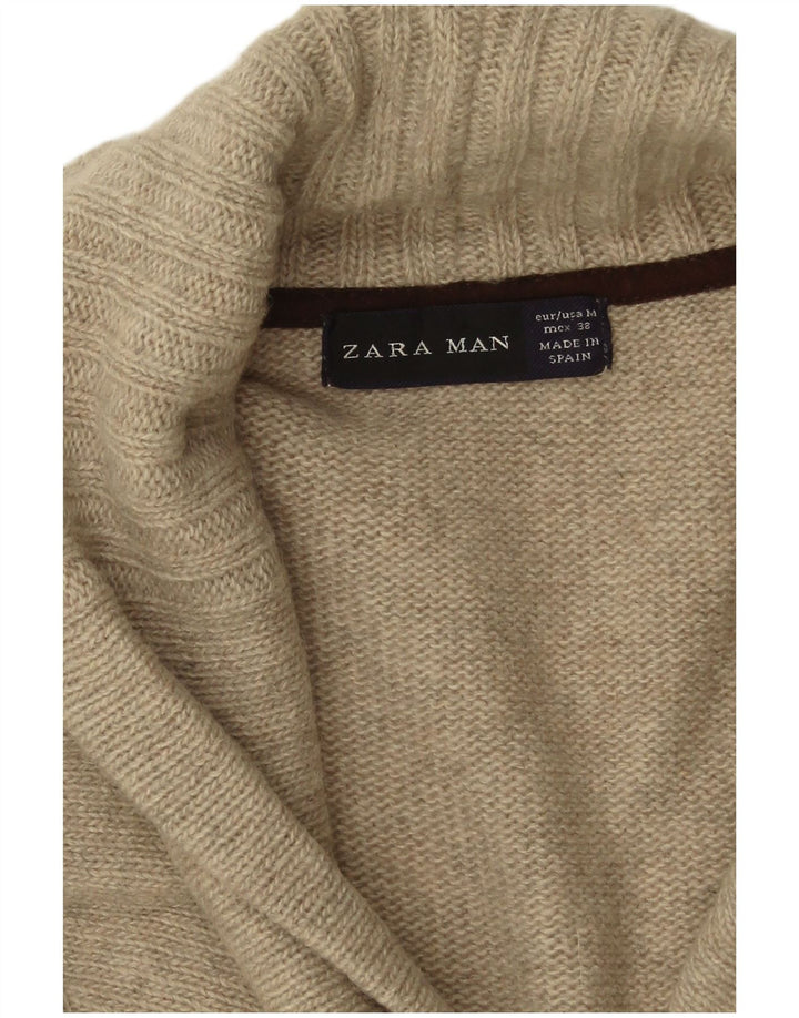 Zara Herren-Cardigan-Pullover aus mittelgrauer Wolle