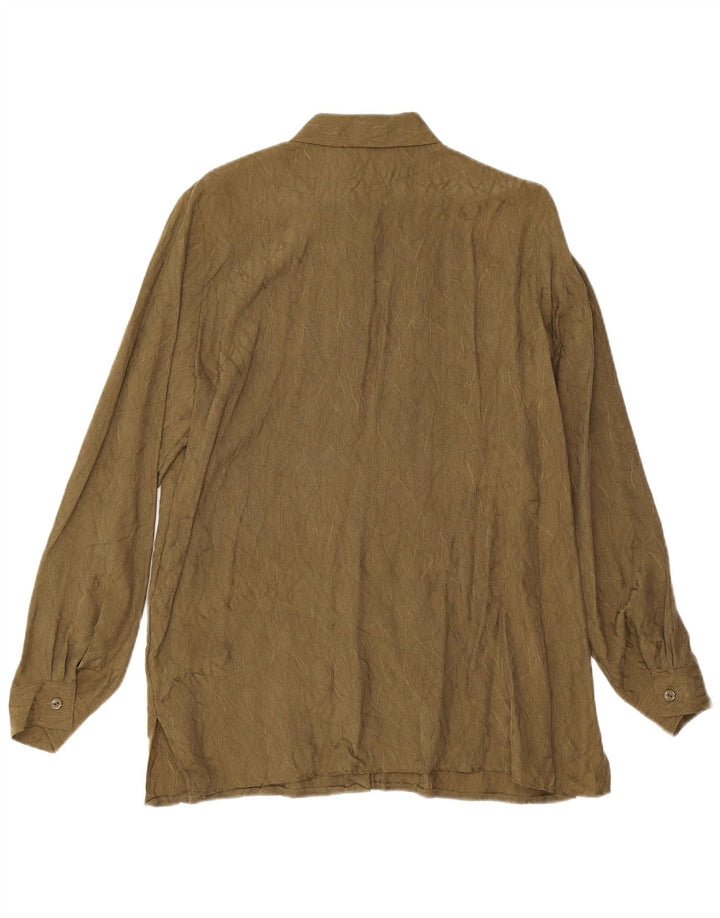 Leara Damen-Hemdbluse mit abstraktem Muster, EU 42, groß, Khaki, Cupro