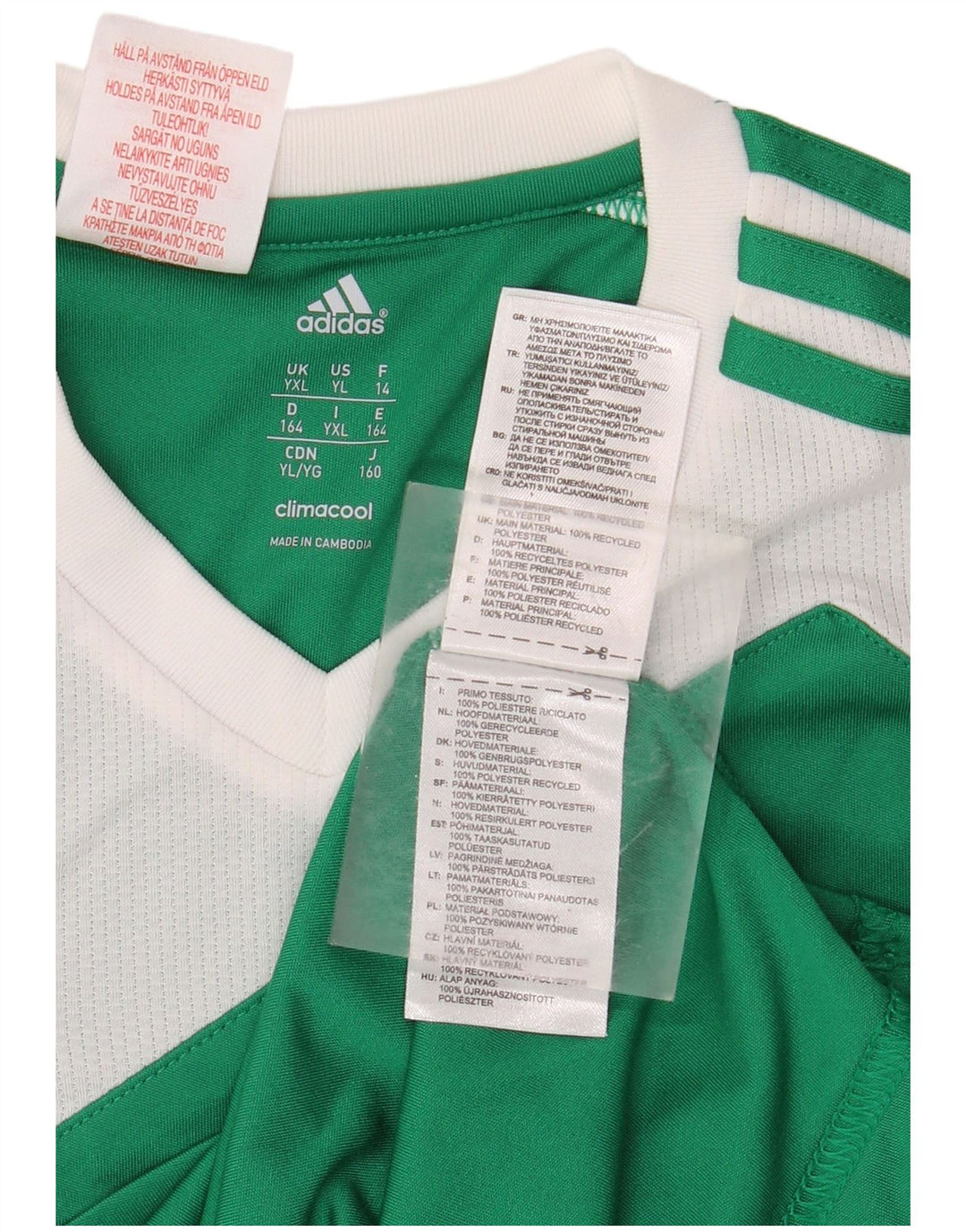 ADIDAS Jungen Climacool T-Shirt Top 13-14 Jahre XL Grün Farbblock