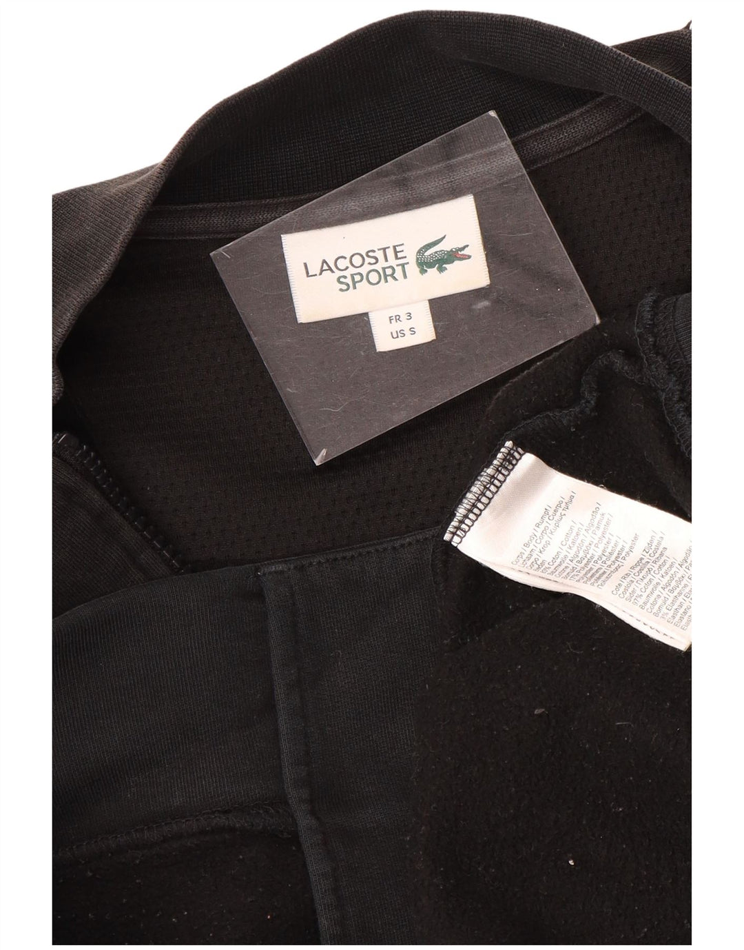 LACOSTE Herren-Trainingsanzug-Oberteil, Jacke, Größe 3, klein, schwarze Baumwolle