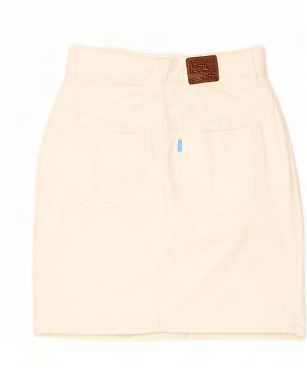 Vintage Damen Jeansrock Small W26 Off White Cotton