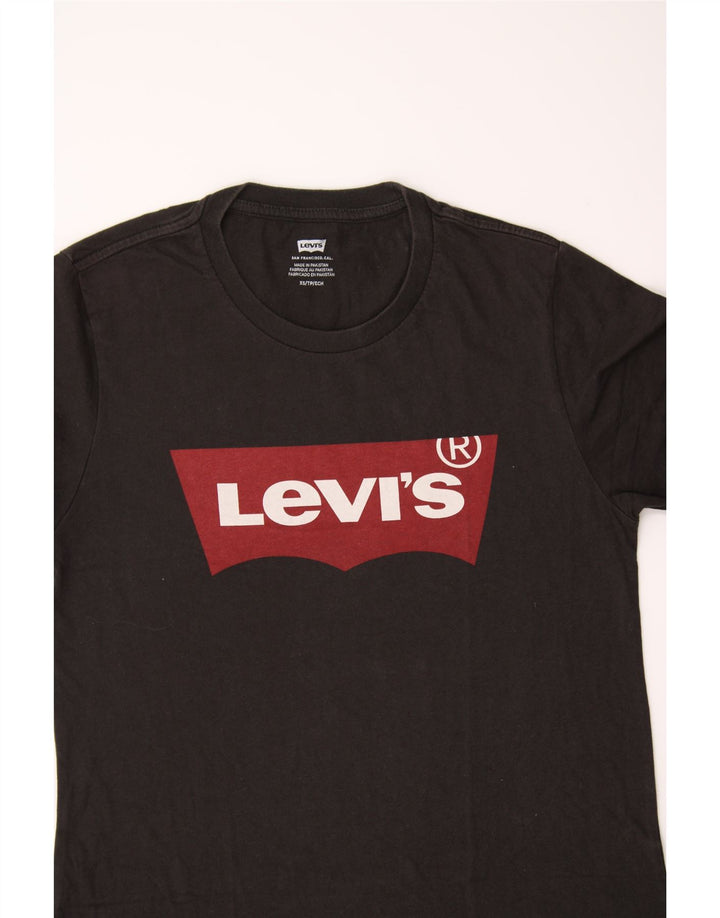 LEVI'S Womens Graphic T-Shirt Top UK 6 XS Black Vintage Levi's and Second-Hand Levi's from Messina Hembry 