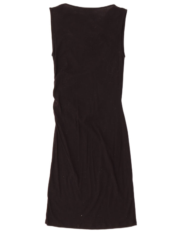 Cos Damen Ärmelloses Etuikleid UK 6 XS Schwarz Baumwolle
