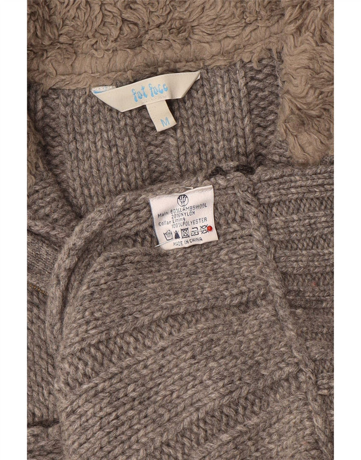 Fat Face Herren-Pullover mit Reißverschluss am Hals, mittelgraue Wolle