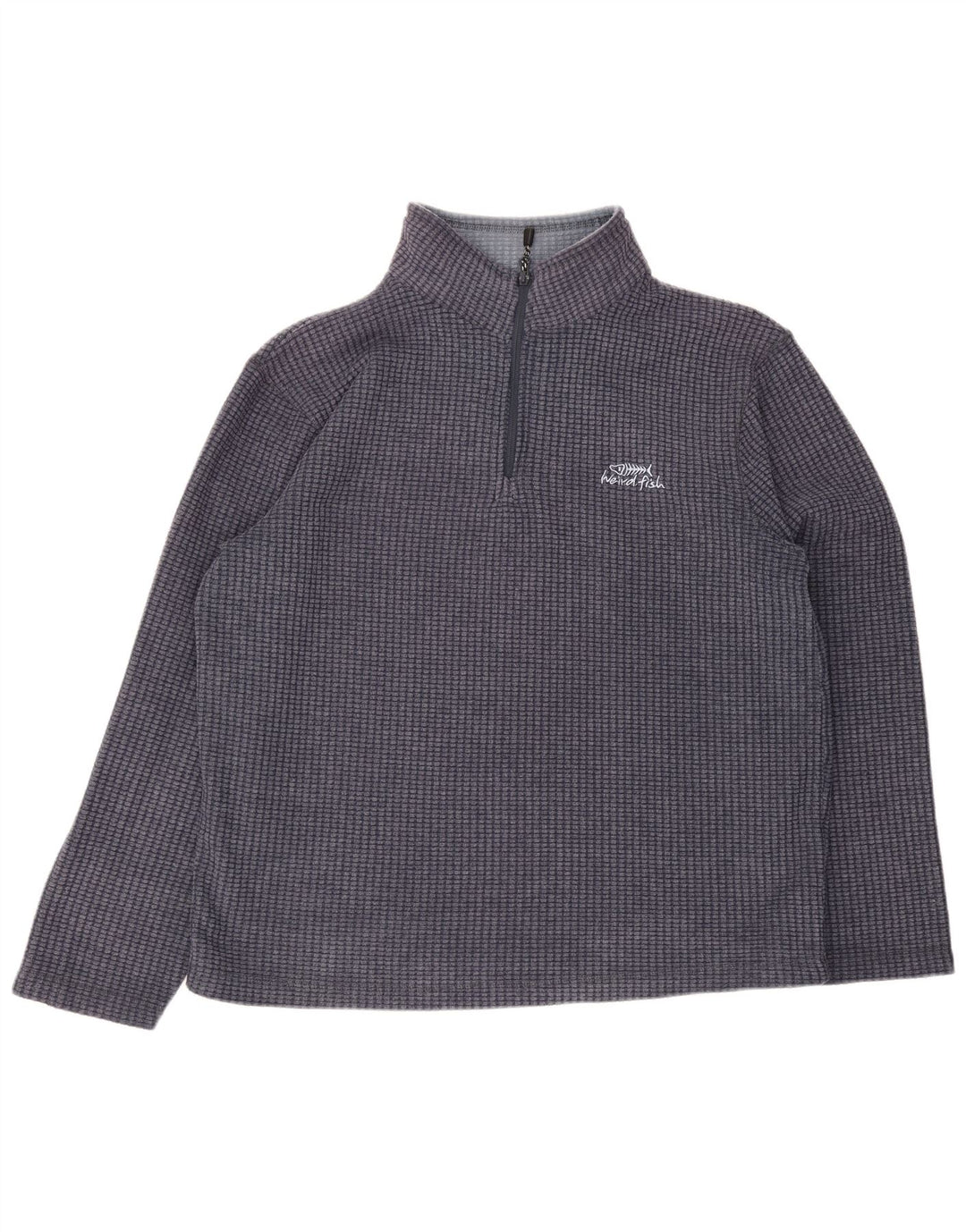 Weird Fish Herren-Fleecepullover mit Reißverschluss am Hals, groß, marineblaues Polyester