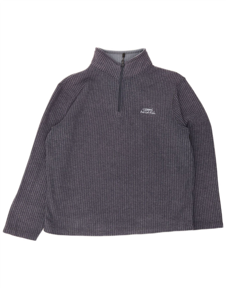 Weird Fish Herren-Fleecepullover mit Reißverschluss am Hals, groß, marineblaues Polyester