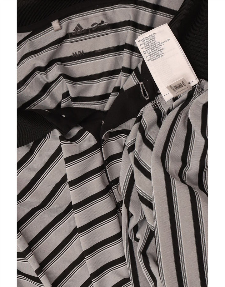 Adidas Herren Rugby-Poloshirt Mittelgrau gestreift aus Polyester