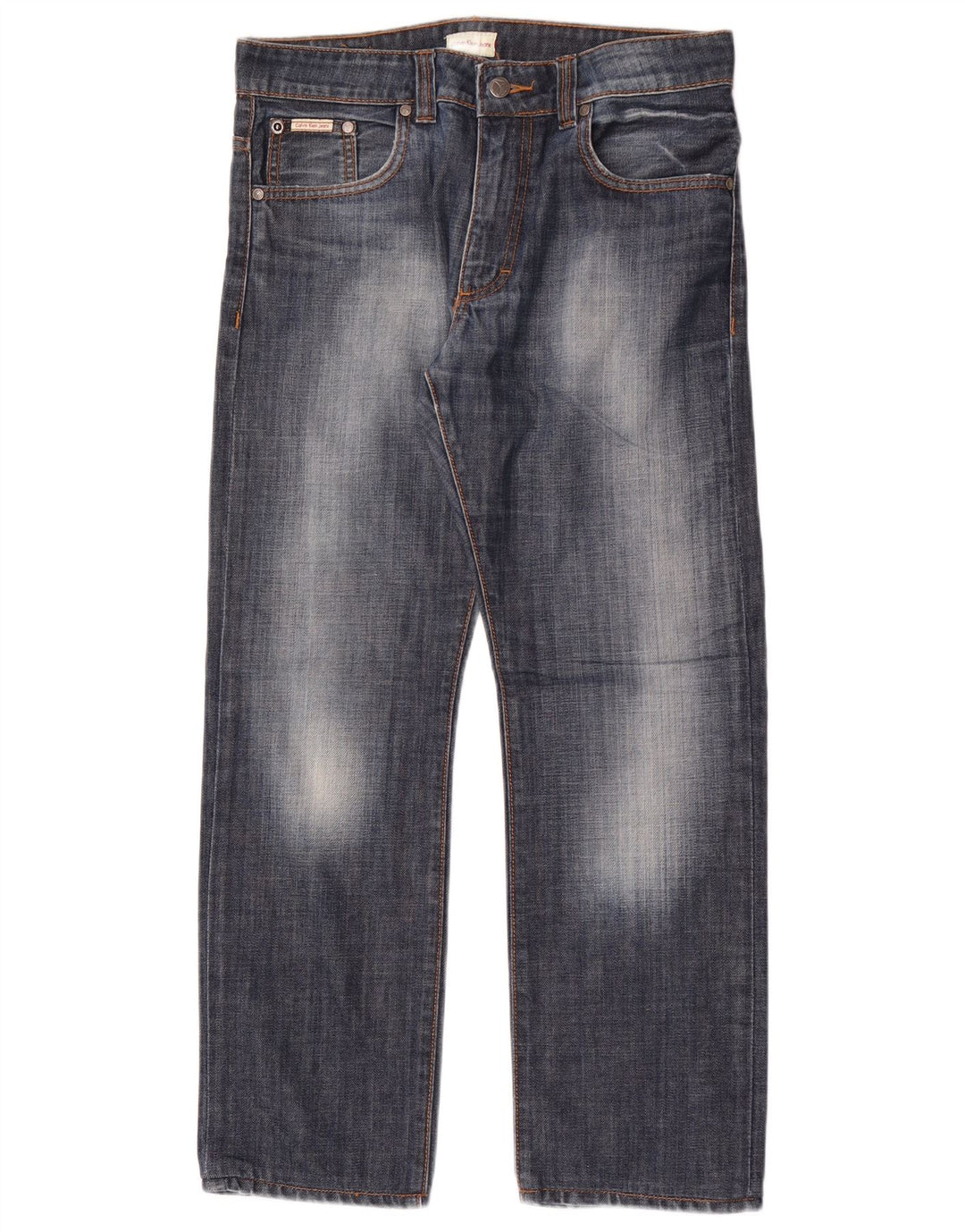 Calvin Klein Damen Straight Jeans W30 L29 Blaue Baumwolle
