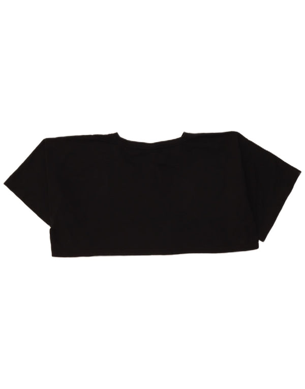 Champion Damen Crop Oversize Graphic T-Shirt Top UK 14 Medium Schwarz