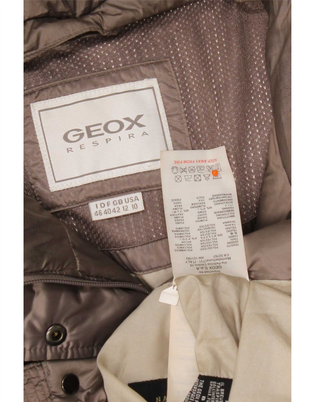 Geox Womens Respira Hooded Wattierte Jacke UK 12 Mittelgraues Polyester