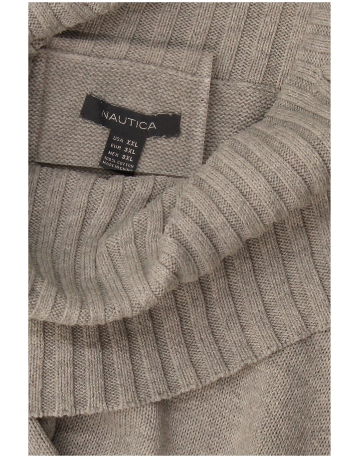 NAUTICA Damen Rollkragenpullover, UK 20 2XL, graue Baumwolle