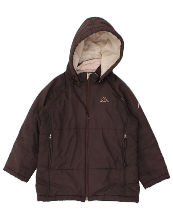 KAPPA Wattierte Mädchenjacke mit Kapuze, 9–10 Jahre, groß, graues Polyester