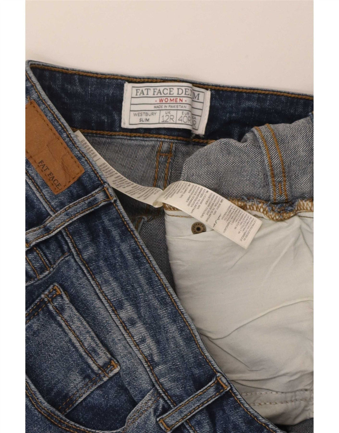 Fat Face Damen Slim Jeans UK 12 Medium W32 L30 Blaue Baumwolle