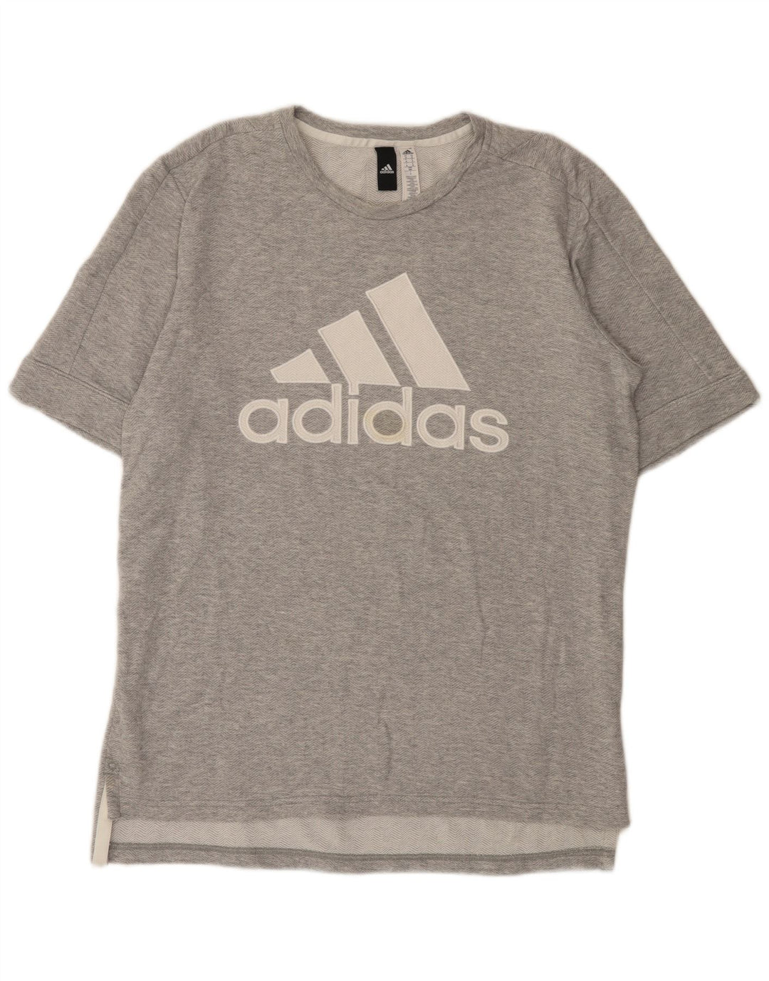 Adidas Herren Grafik-T-Shirt-Oberteil aus mittelgrau gefleckter Baumwolle