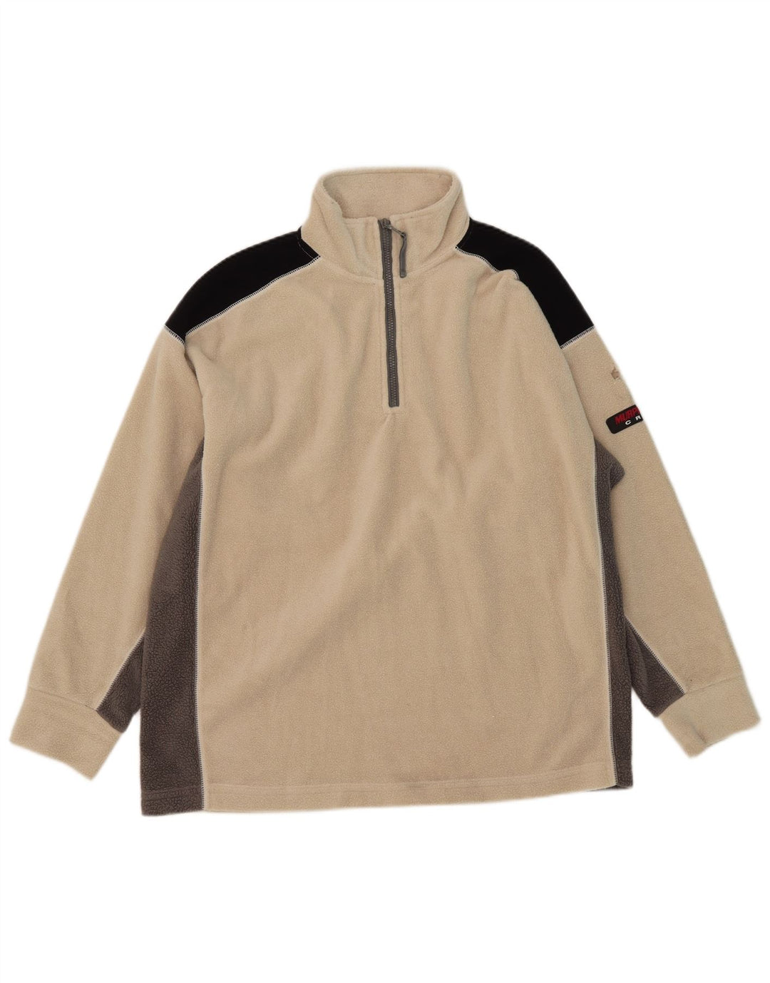 Murphy & Nye Herren-Fleecepullover mit Reißverschluss am Hals, groß, beige, Farbblock-Polyester