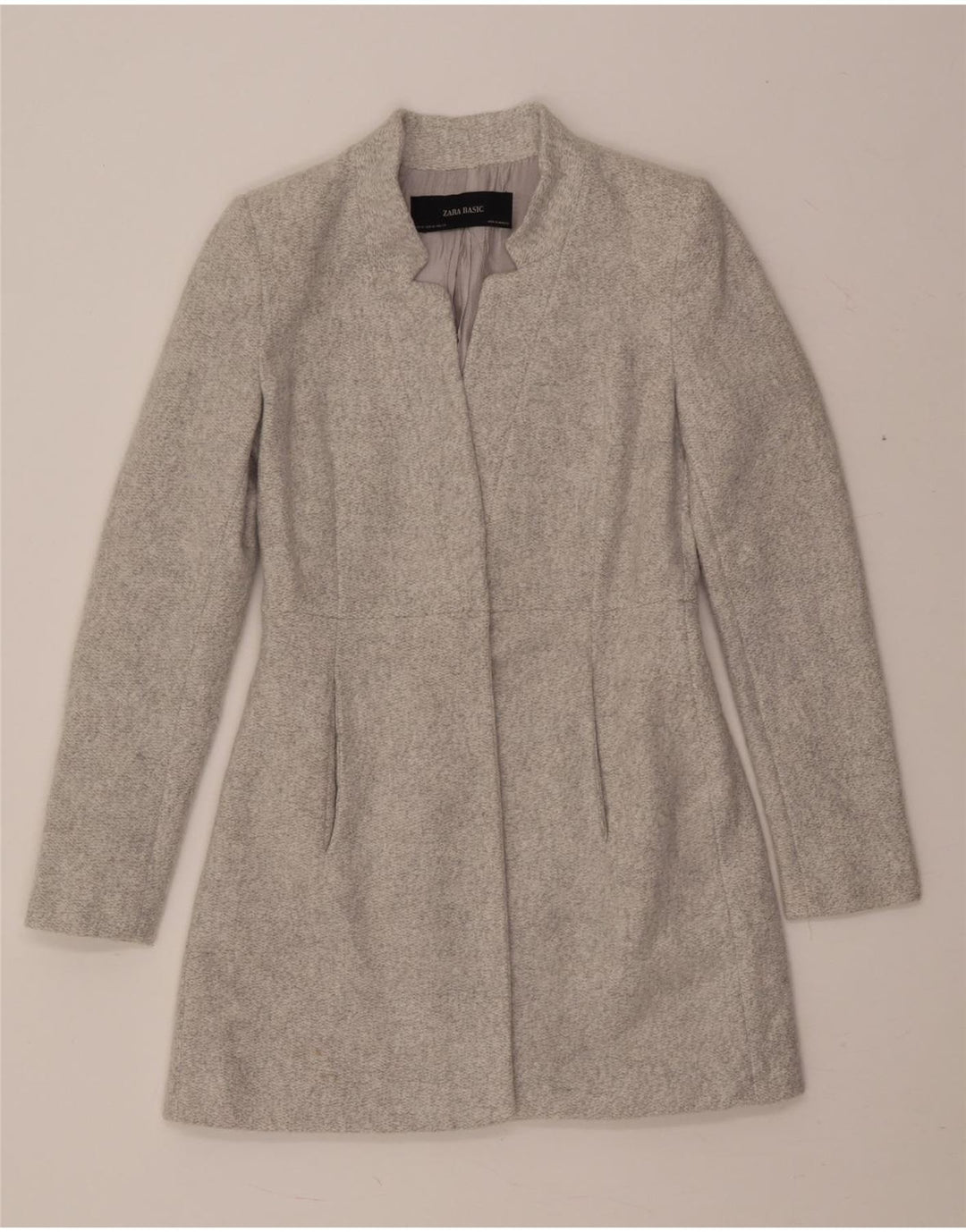 Zara Womens Open Overcoat UK 6 XS Grau Acetat